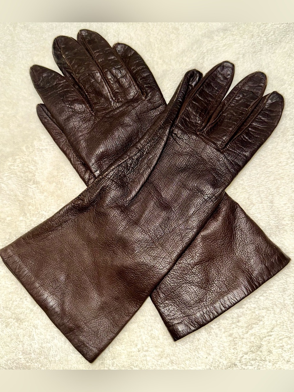 Vintage Fownes Brown Leather Gloves Size 7.5 Antron Lined WPL 9522 Made in PH
